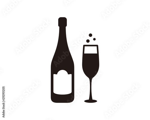 Wine bottle and glass icon symbol vector