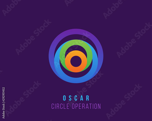 Oscar. Absolute layer of the circle with gradient color logo design template.