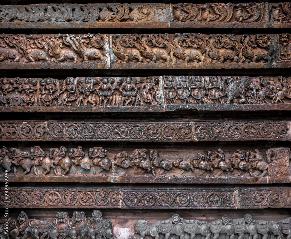 The ancient Indian temples and carvings