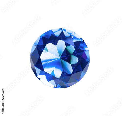 Beautiful blue diamond at isolated white background
