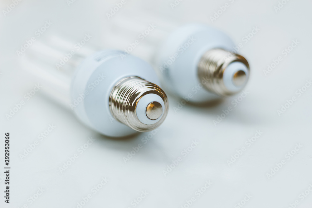 Contact or base of screw (thread) of fluorescent lamp - Energy saving concept Contact or base of screw (thread) of fluorescent lamp - Energy saving concept