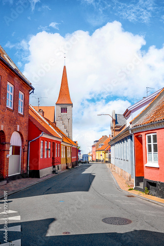 Village with a church in Denmark