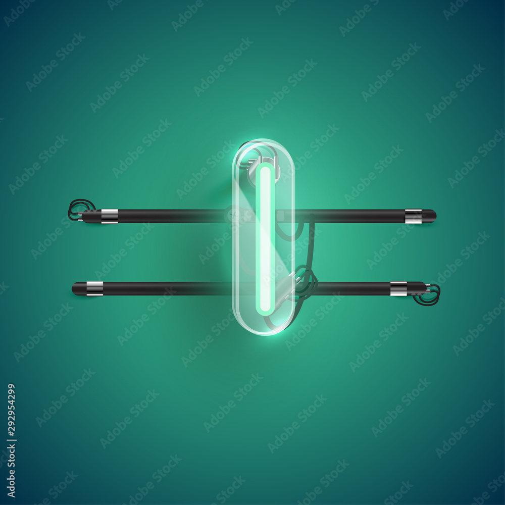 Realistic neon L character with plastic case around, vector illustration Realistic neon L character with plastic case around, vector illustration