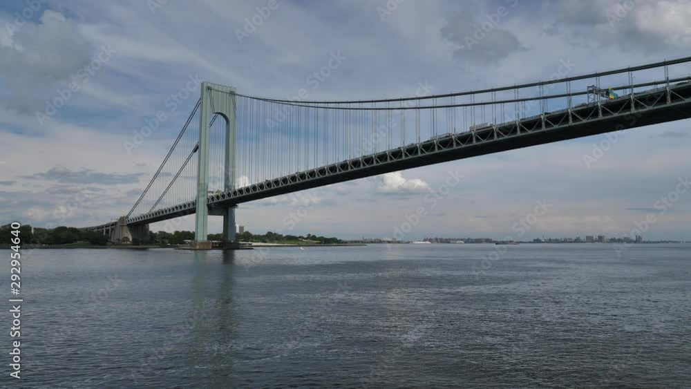 Sailing Under Verrazzano Narrows Bridge, New York USA Upper Bay on Sunny Summer Day Sailing Under Verrazzano Narrows Bridge, New York USA Upper Bay on Sunny Summer Day