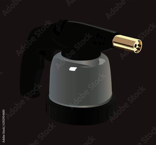 blowtorch isolated vector illustration brown background