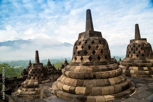 Buddhist stupas at Borobudur temple, Magelang Regency, Muntilan, Central Java, Indonesia