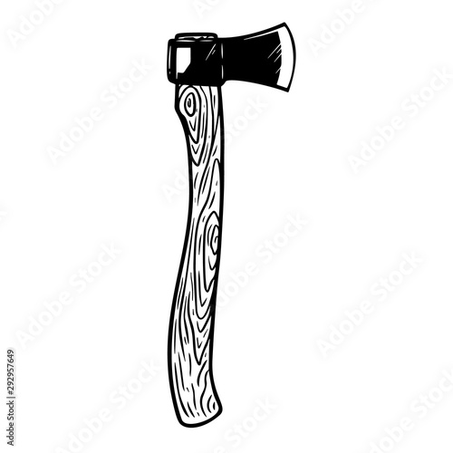 Hand drawn axe illustration isolated on white background. Design element for emblem, sign, badge. Vector illustration