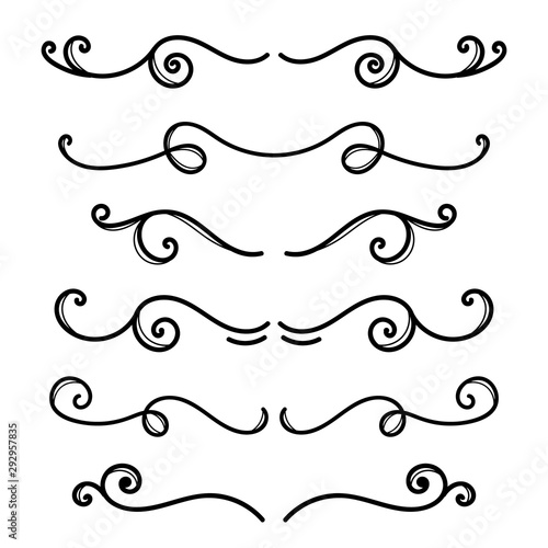 Set of hand drawn text dividers. For poster, card, banner, flyer. Vector illustration