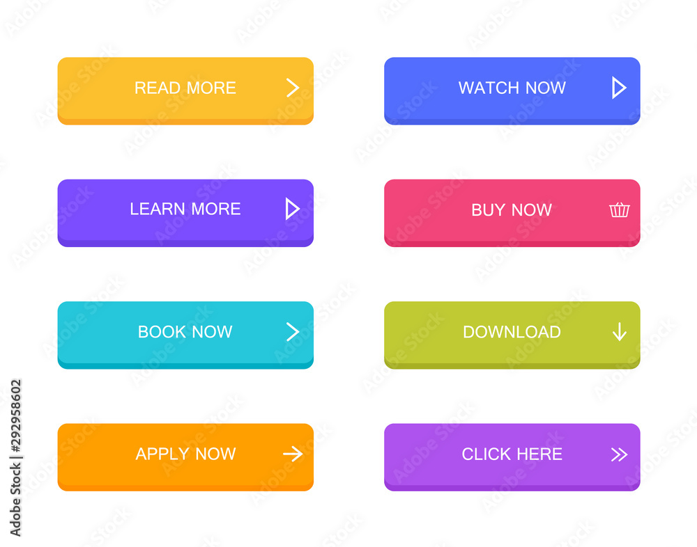 Set of modern material style buttons for website, mobile app and infographic . Different gradient colors. Modern vector illustration flat style Set of modern material style buttons for website, mobile app and infographic . Different gradient colors. Modern vector illustration flat style