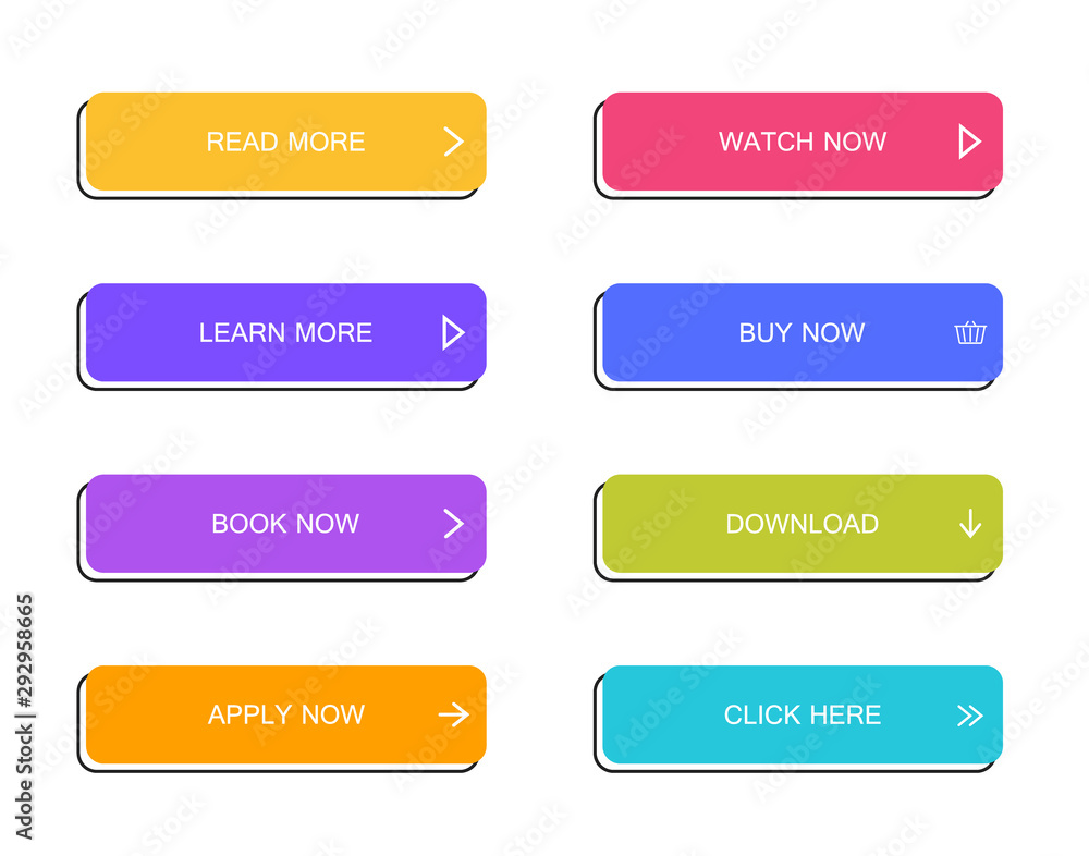 Set of modern material style buttons for website, mobile app and infographic . Different gradient colors. Modern vector illustration flat style Set of modern material style buttons for website, mobile app and infographic . Different gradient colors. Modern vector illustration flat style