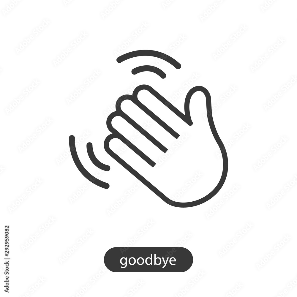 Hand waving icon line symbol. Hand waving icon line symbol.