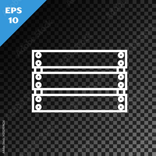 White line Wooden box icon isolated on transparent dark background. Grocery basket, storehouse crate. Empty wooden container for vegetables, products. Vector Illustration