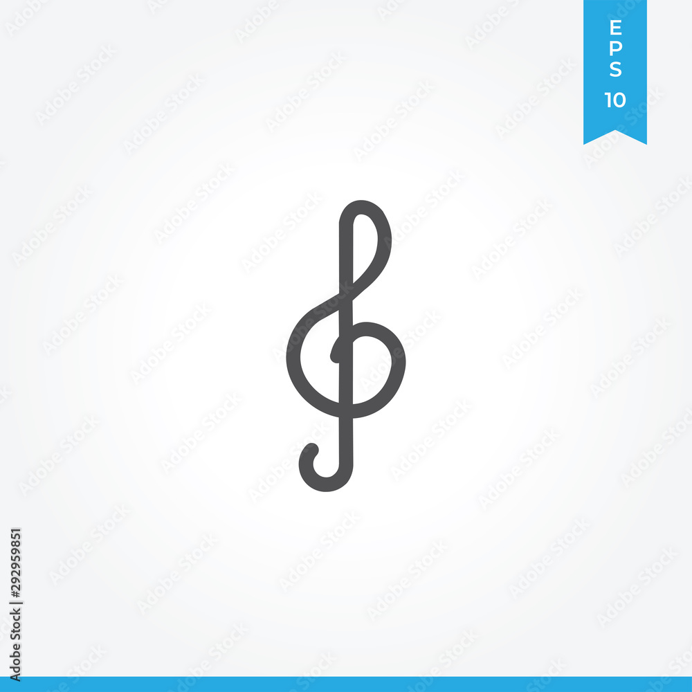 Fototapeta premium Clef vector icon, simple sign for web site and mobile app.