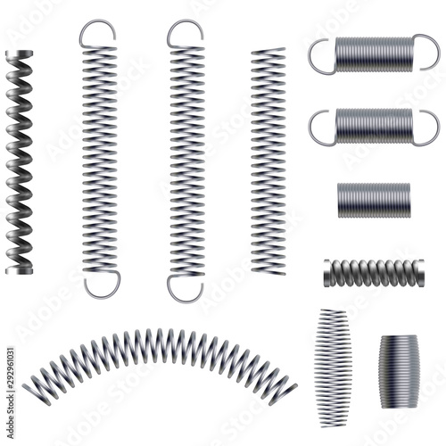 Metal spring isolated on white background, vector.