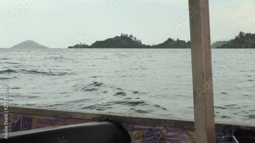 Beautiful landscape and waterview on a boat trip on lake Kivu during Rwanda travel in Africa photo