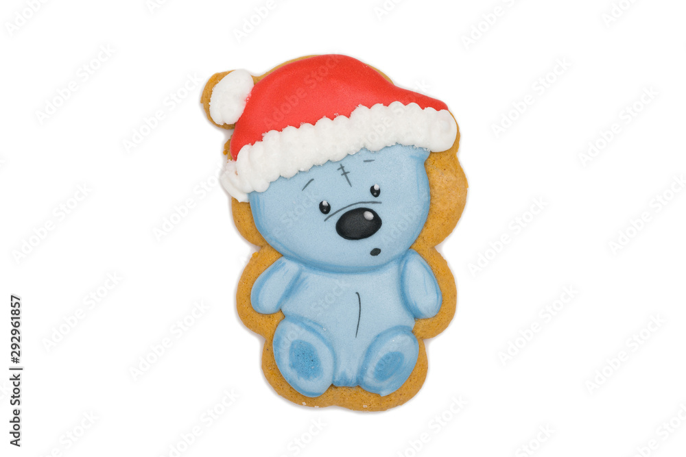 gingerbread cookie funny teddy bear in christmas hat