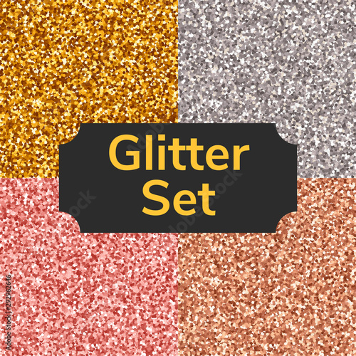 Set square color glitter texture pattern. Gold, silver, pink, bronze.
