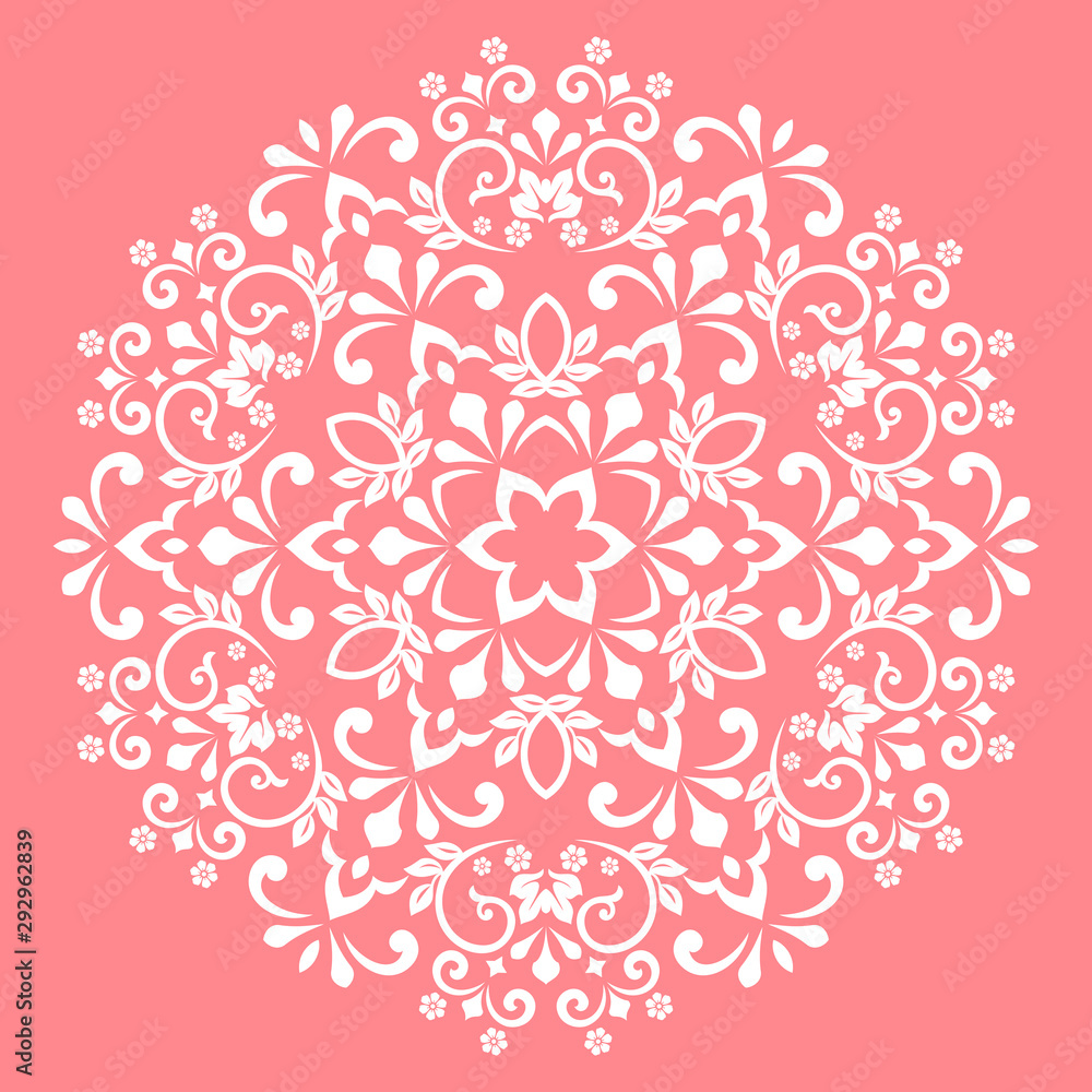 Obraz premium Damask graphic ornament. Floral design element. Pink vector pattern