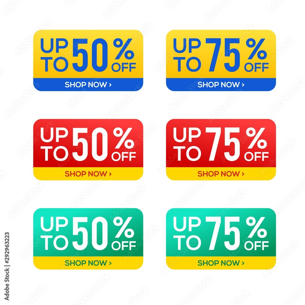 Rectangular sale vector banner template, special offer 50% and 75% stock vector Rectangular sale vector banner template, special offer 50% and 75% stock vector