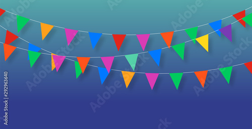 bandierine, festa, decorazioni, vettoriali, compleanno