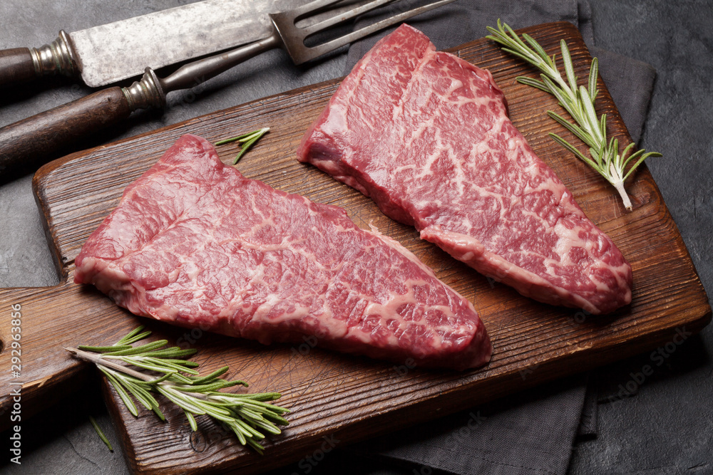 Raw marbled beef steak