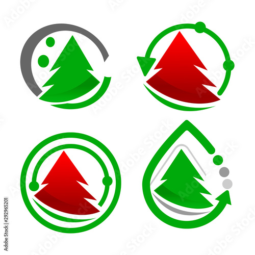 set Pine Tree Logo Vector