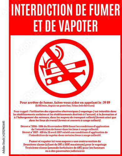 Signalétique d'Interdiction de fumer et de vapoter