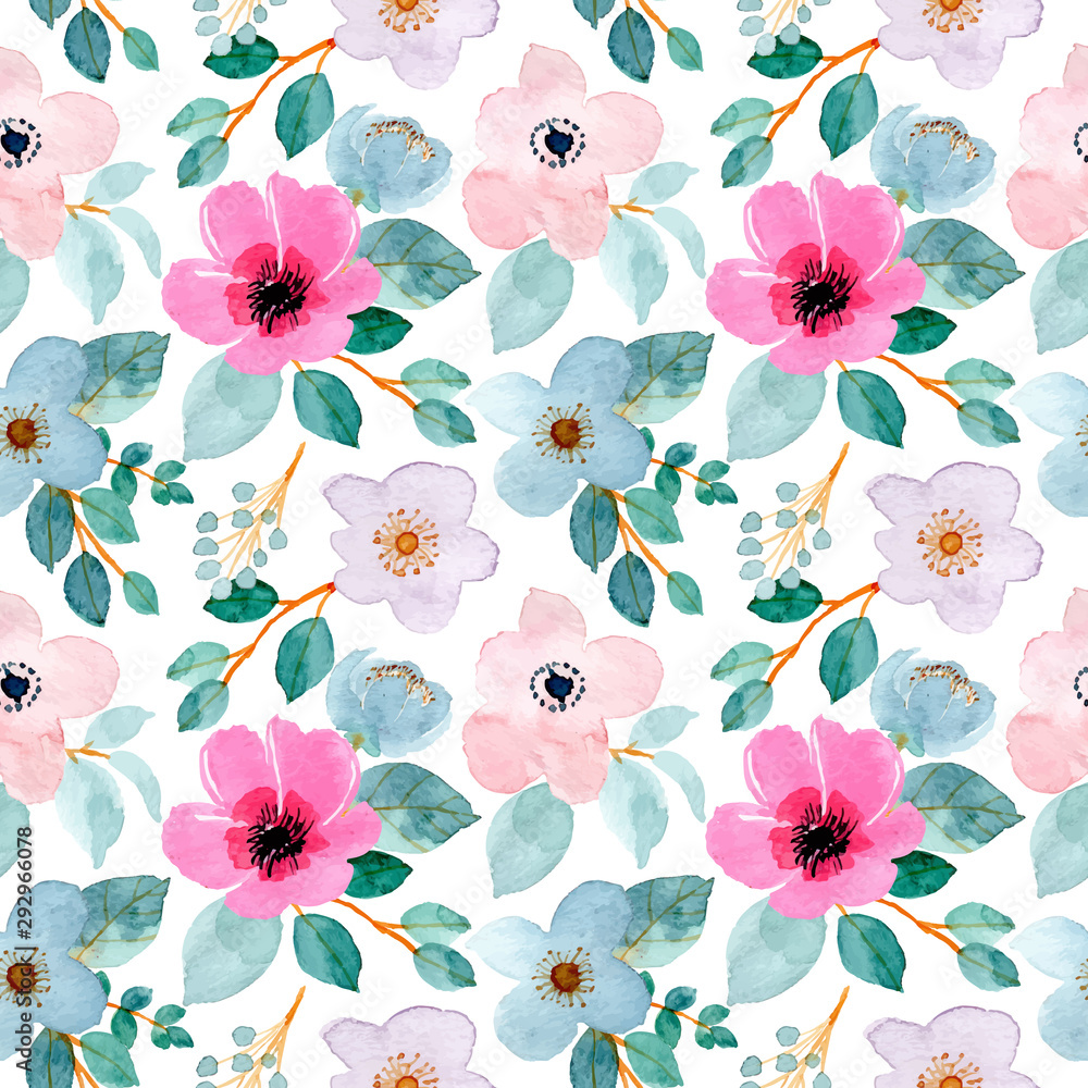 lovely watercolor floral seamless pattern