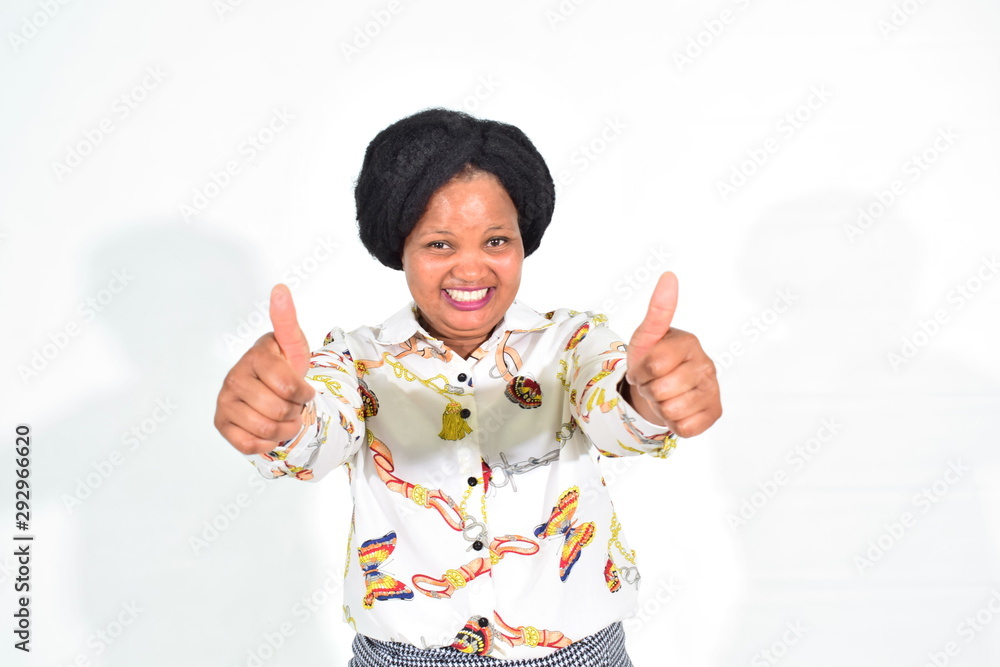happy isolated business woman with thumbs up happy isolated business woman with thumbs up