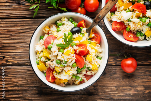 Cold summer salad with rice