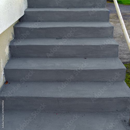 Freshly painted cement staircase