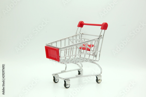 supermarket trolley in white background