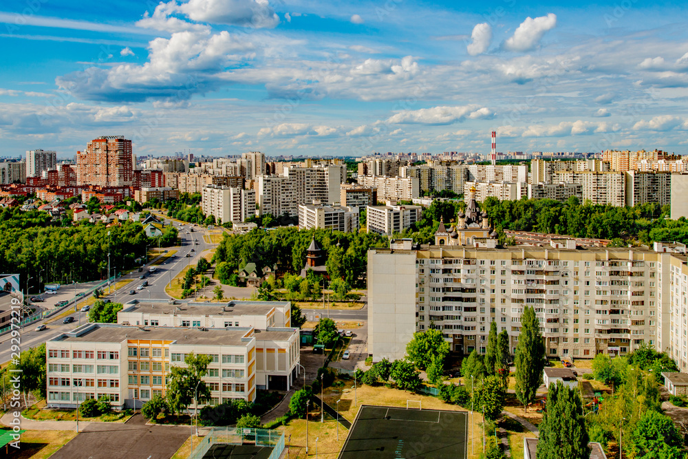  A modern area on the outskirts of Moscow with multi-storey residential buildings