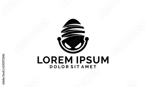 Alien logo template with abstract character squid symbol in flat design monogram illustration