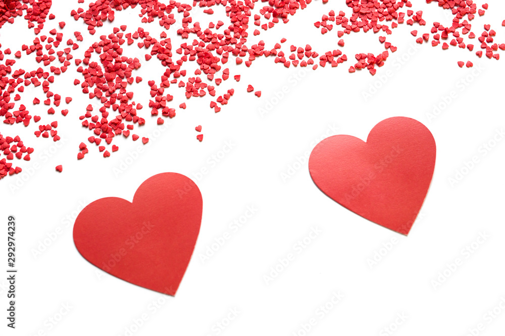 background with red hearts and blank space