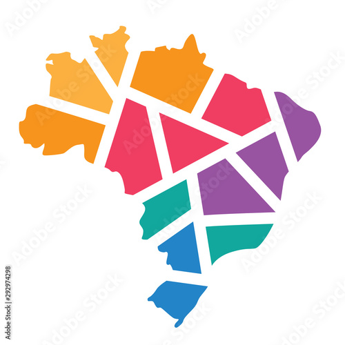 colorful geometric Brazil map- vector illustration