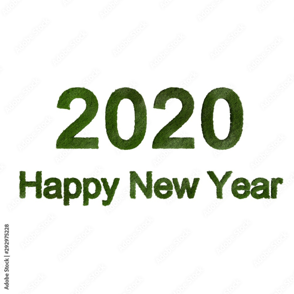 Fototapeta premium happy new year 2020 grass lettering