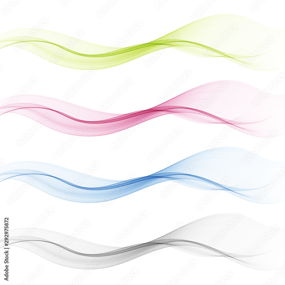 Set of abstract color wave smoke transparent blue pink green wavy design Set of abstract color wave smoke transparent blue pink green wavy design