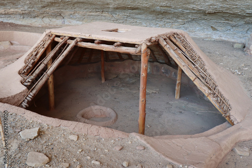 Reconstructed pithouse at Step House Mesa Verde photo