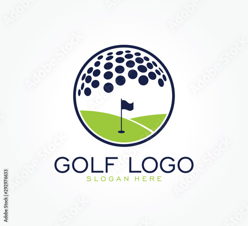 Fotografiet golf flag tournament logo template