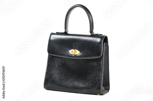 Black women's handbag isolated on white background - Image