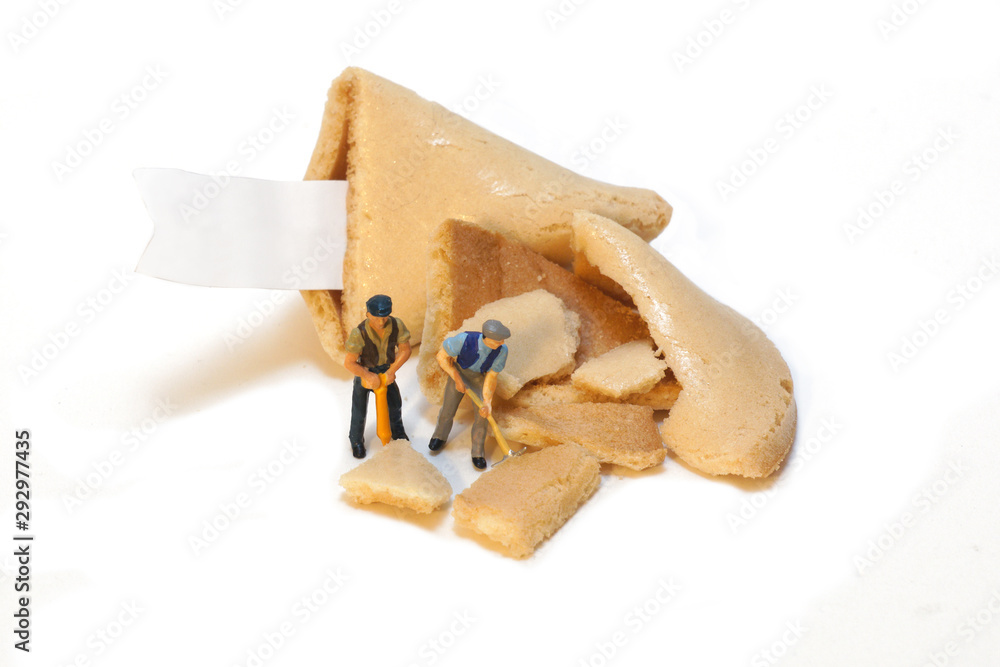 Fototapeta premium Worker in front on the front of an fortune cookie