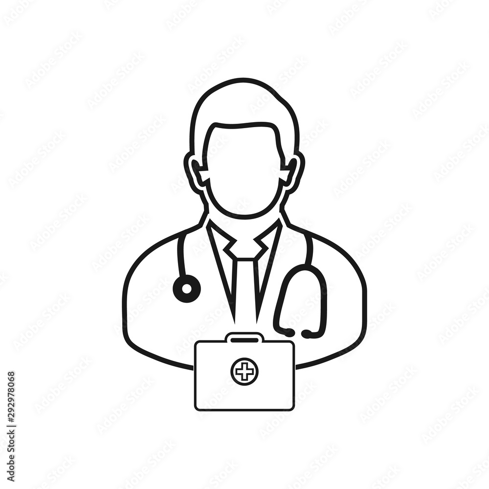 Doctor on duty line icon. Vector EPS.