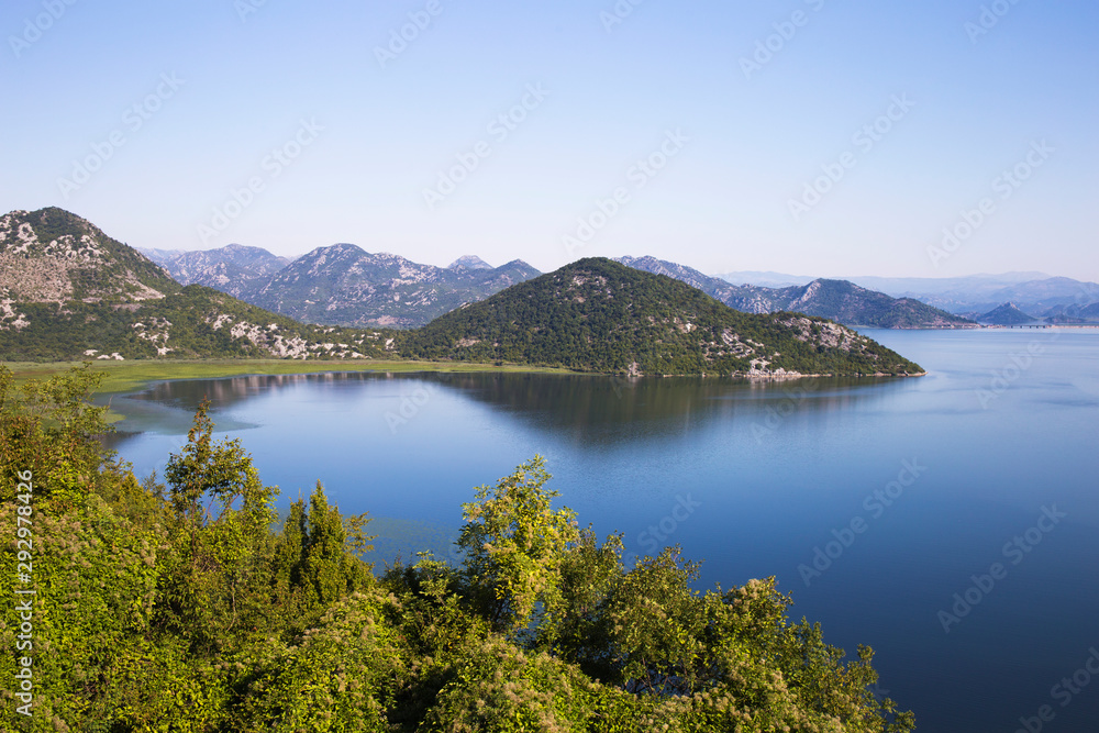 View of the summer seascape Montenegro in Balkans. Mountains,sea and islands.