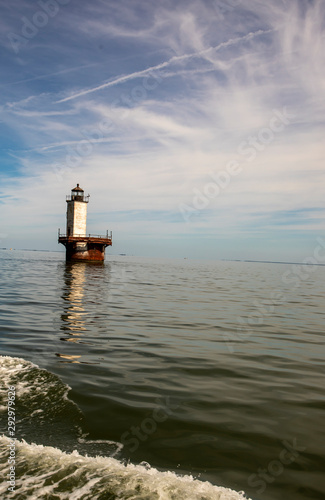 Solomons Lump Lighthouse reflecting in Chesapeake Bay