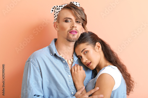 Portrait of young transgend...
