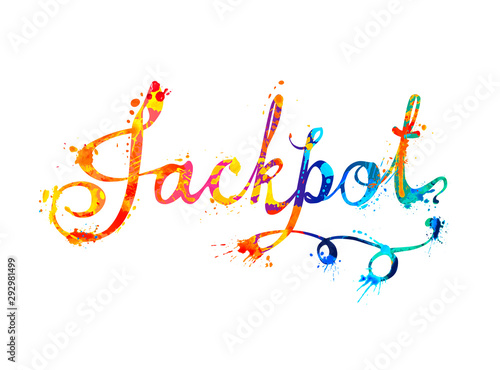 Jackpot. Calligraphic splash paint inscription