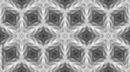Optical illusion of volume and movement of geometric shapes. Abstract seamless pattern.
