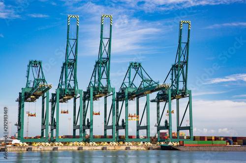 Port of Antwerp,Belgium-9june-2019: cranes in Deurganckdock