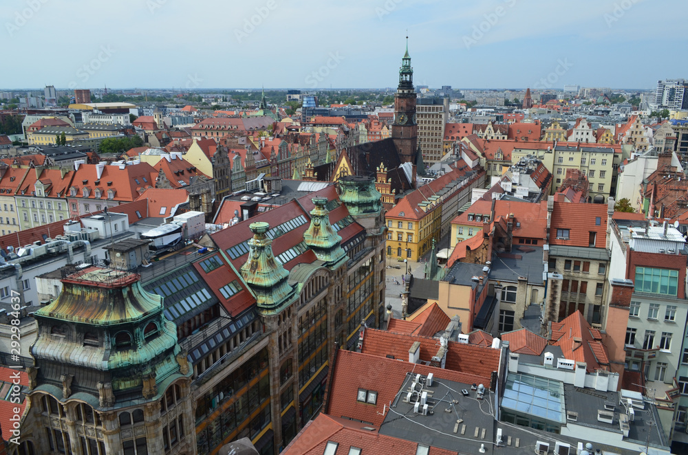 Wrocław z lotu ptaka latem/Aerial view of Wroclaw in summer, Lower Silesia, Poland